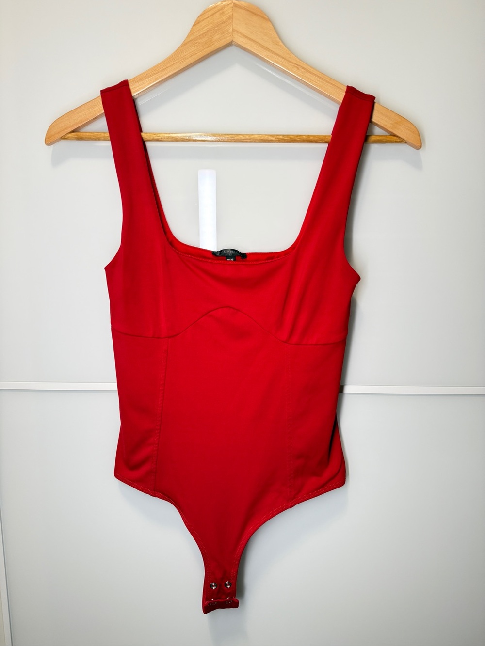 Dynamite Red Scoop Neck One-Piece Bodysuit